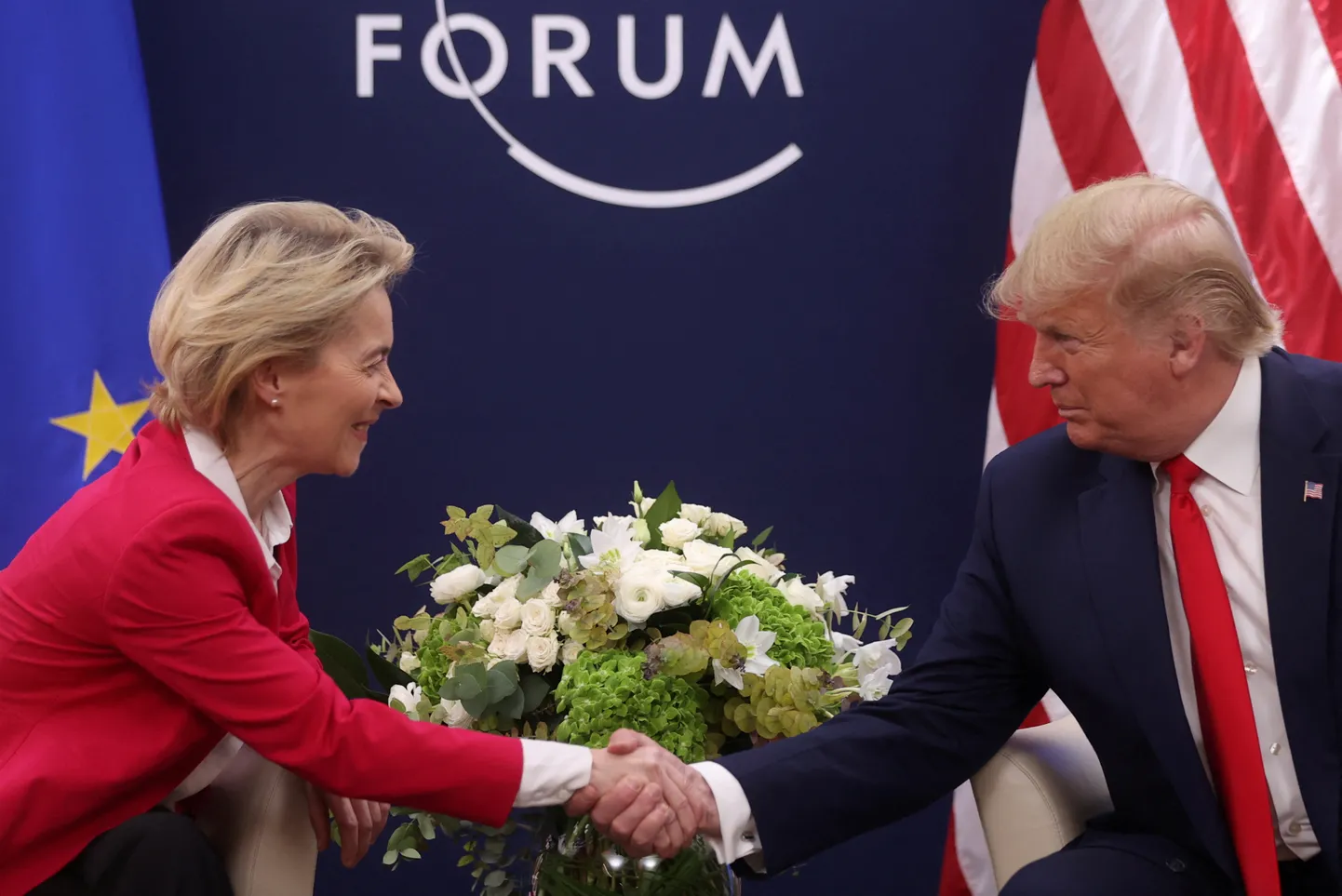 Euroopa Komisjoni president Ursula von der Leyen ja USA president Donald Trump Davosis Maailma Majandusfoorumil 21. jaanuaril 2020. aastal.