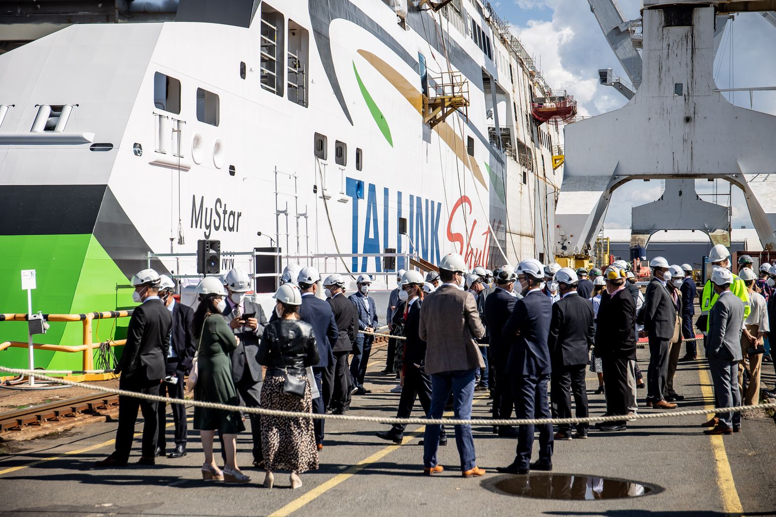 Tallinki uue shuttle laeva MyStar ristimine ja vettelaskmine Rauma laevatehases mullu augustis.