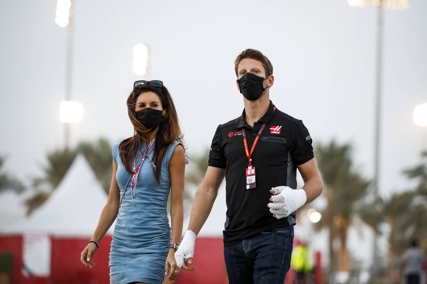 Vormelisõitja Romain Grosjean koos abikaasa Marion Jolles Grosjeaniga eelmisel nädalavahetusel Bahreinis.