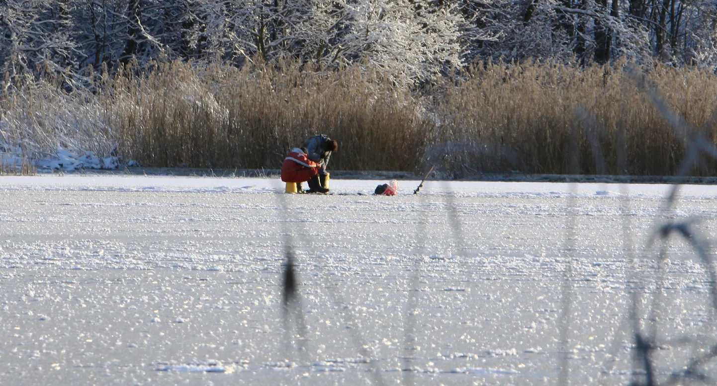 Kalastaja jääl.