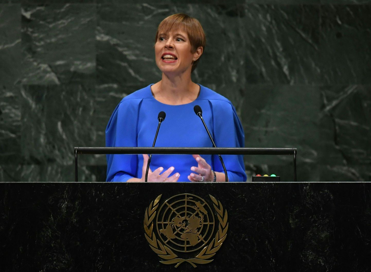 Eesti president Kersti Kaljulaid pidas täna kõne ÜRO Peaassambleel New Yorgis.