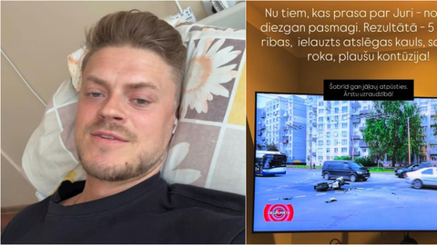 Lauztas ribas un roka: BMW un motocikla avārijā cietis 