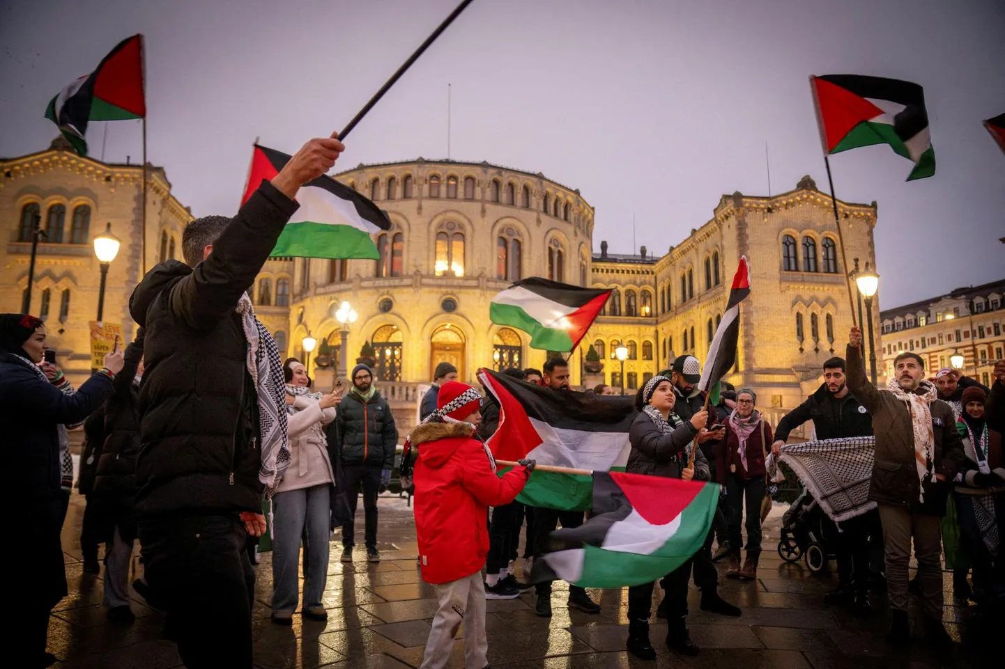 Norra parlamendihoone ees avaldati tänavu jaanuaris meelt Palestiina toetuseks.