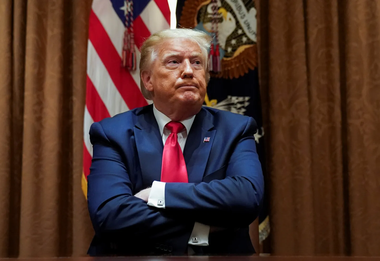 USA president Donald Trump Valges Majas.