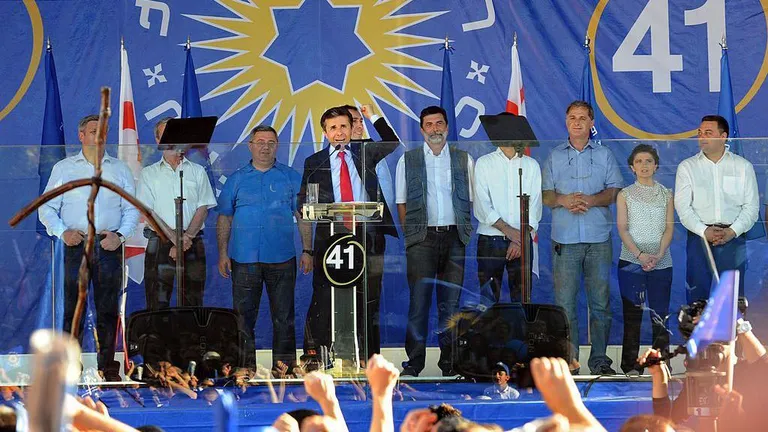 Бидзина Иванишвили и лидеры «Грузинской мечты» во время предвыборной компании 2012 года