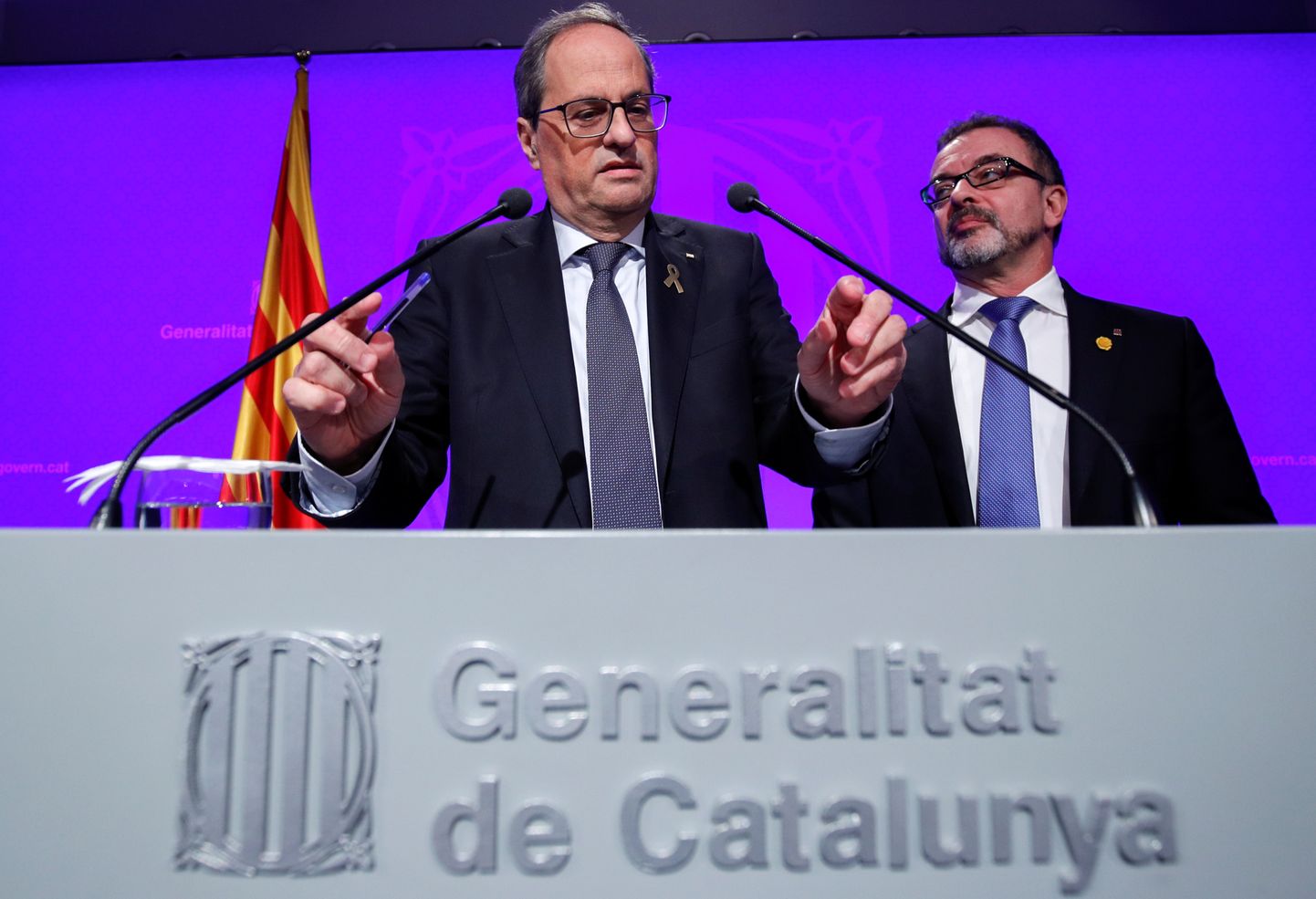 Kataloonia välisminister Alfred Bosch (paremal) ja piirkonna president Quim Torra.