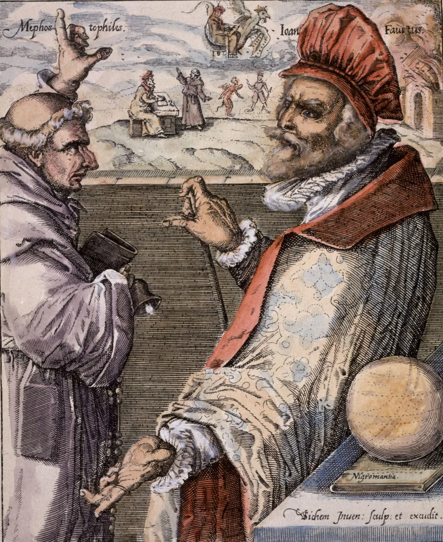 Christoph van Sichemi gravüür «Faust ja Mefisto».