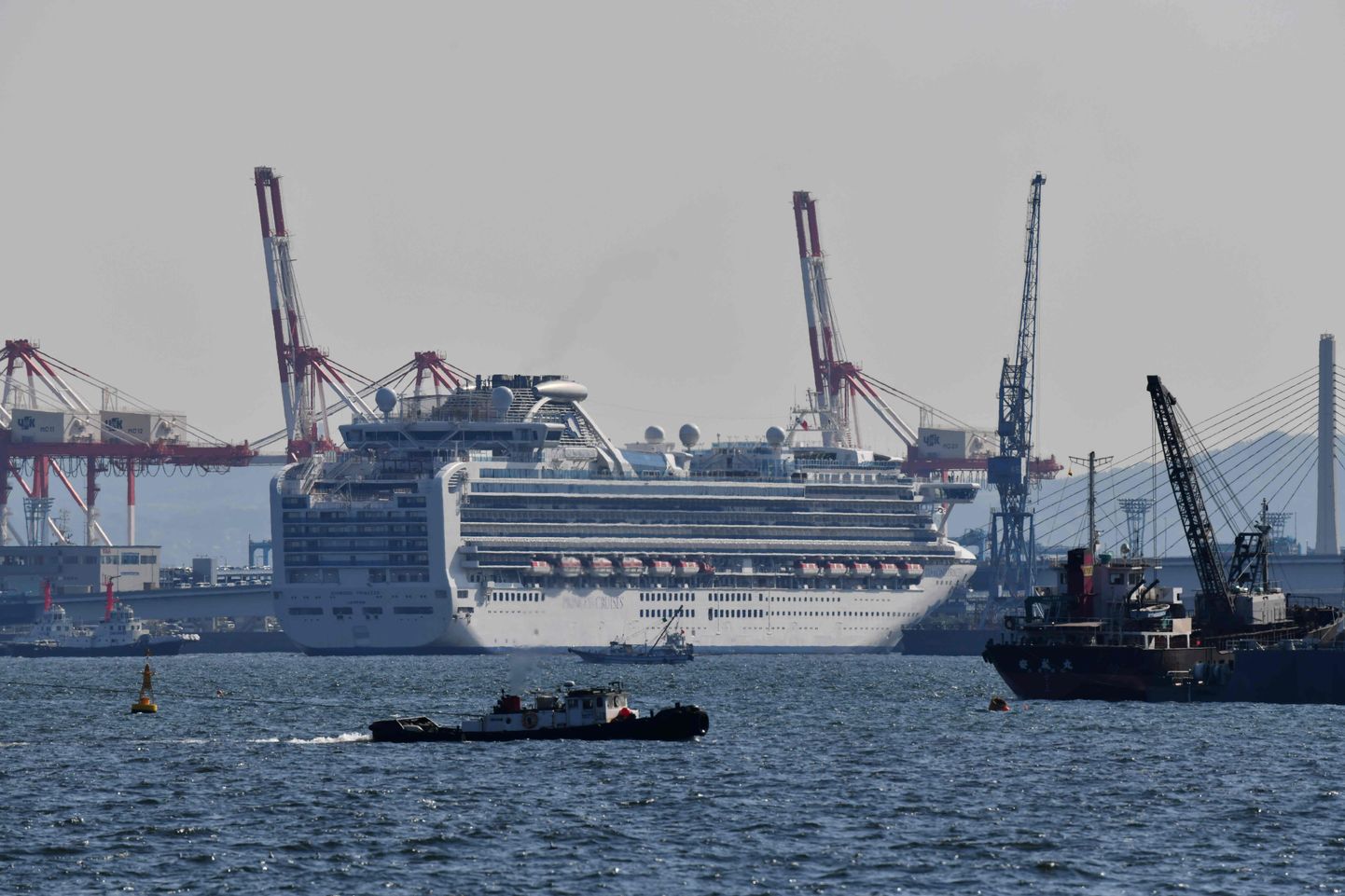 Kruiisilaev Diamond Princess märtsis Yokohama sadamas.