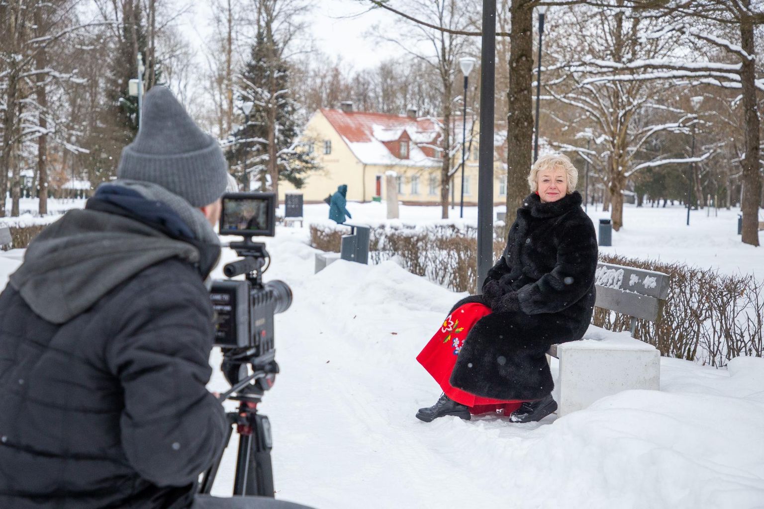 Ülle Vaas mängib Järvamaa aastapäeva filmis iseennast ehk ühte tavalist Järvamaa naist. Teda püüab kaameraga filmile Priit Jõesaar.