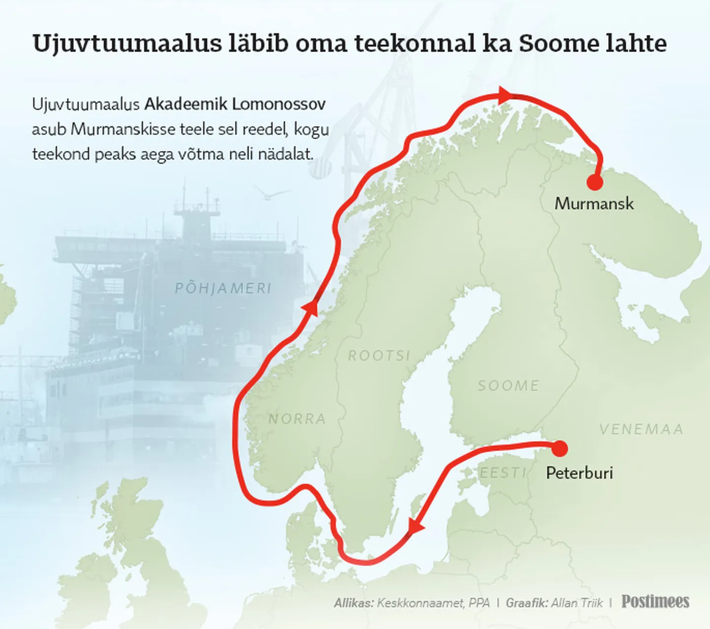 Akadeemik Lomonossovi teekond Peterburi.