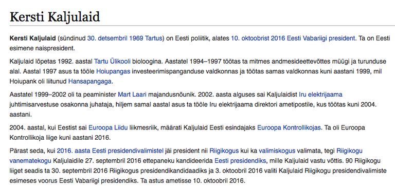 Artikkel president Kersti Kaljulaidi kohta
