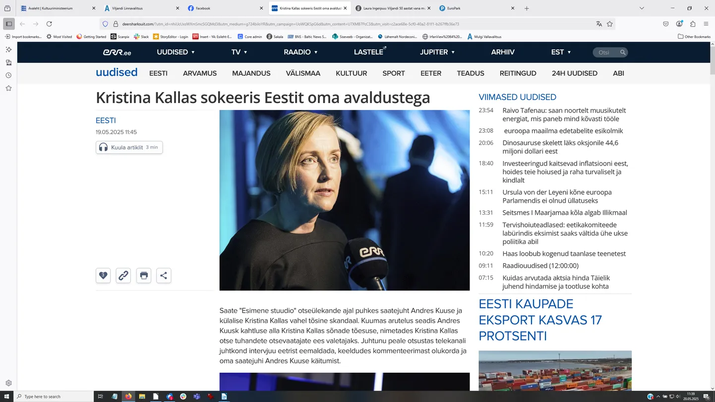 Küberpätid tegi kergeusklikelt raha väljapetmiseks rahvusringhäälingu veebiuudiste leheküljest mitu kuvatõmmist, jäljendades Andres Kuuse intervjuud Kristina Kallasega.