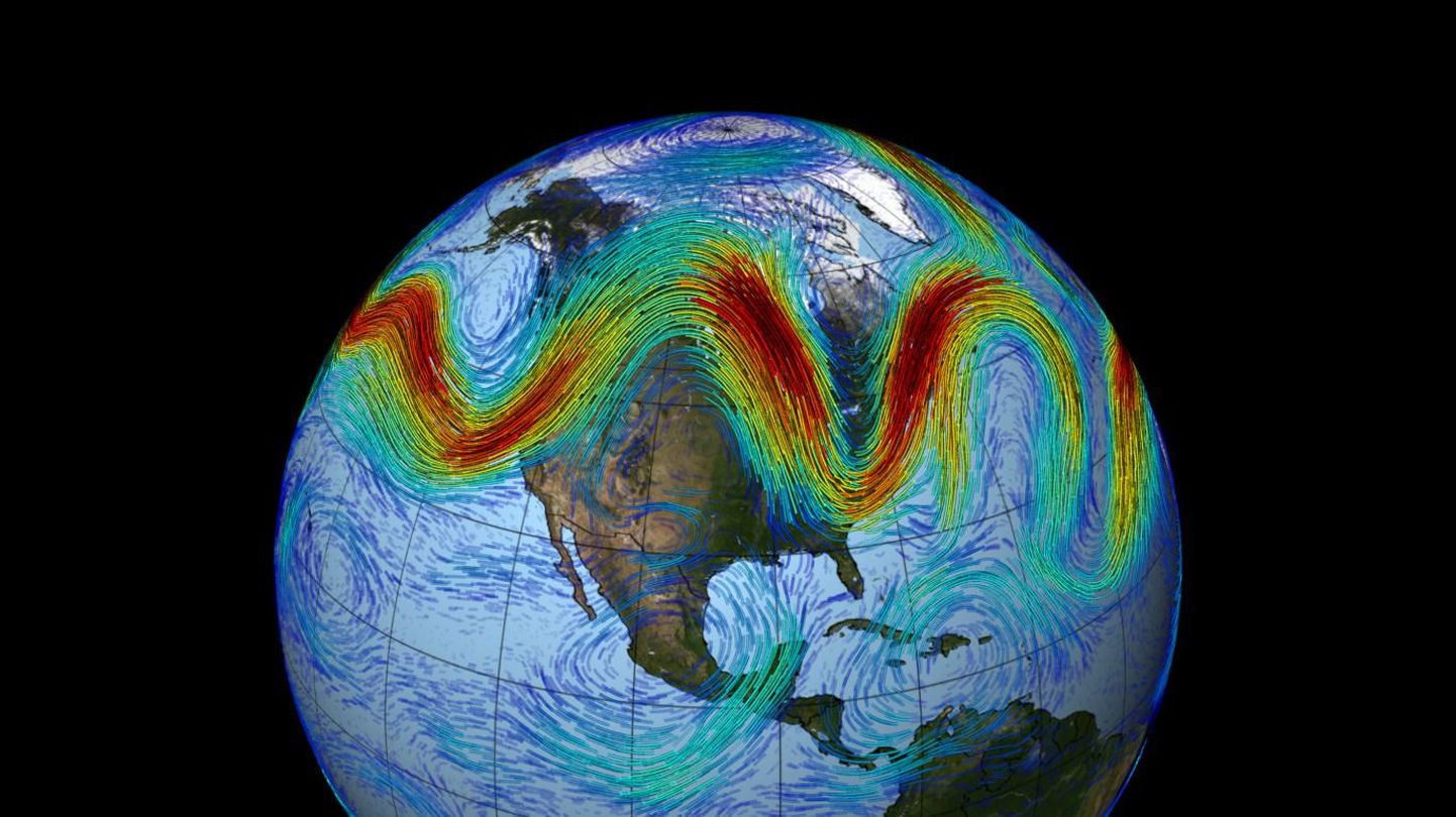 NASA avaldatud kaardil on näha ilma mõjutava ja kliimasoojenemisest mõjutatava jugavoolu kulgemist.