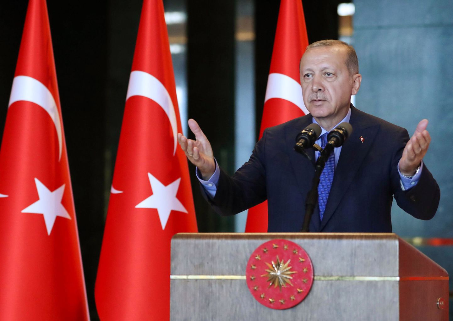 Türgi president Recep Tayyip Erdoğan esinemas täna toimunud suursaadikute lõunal Ankaras.