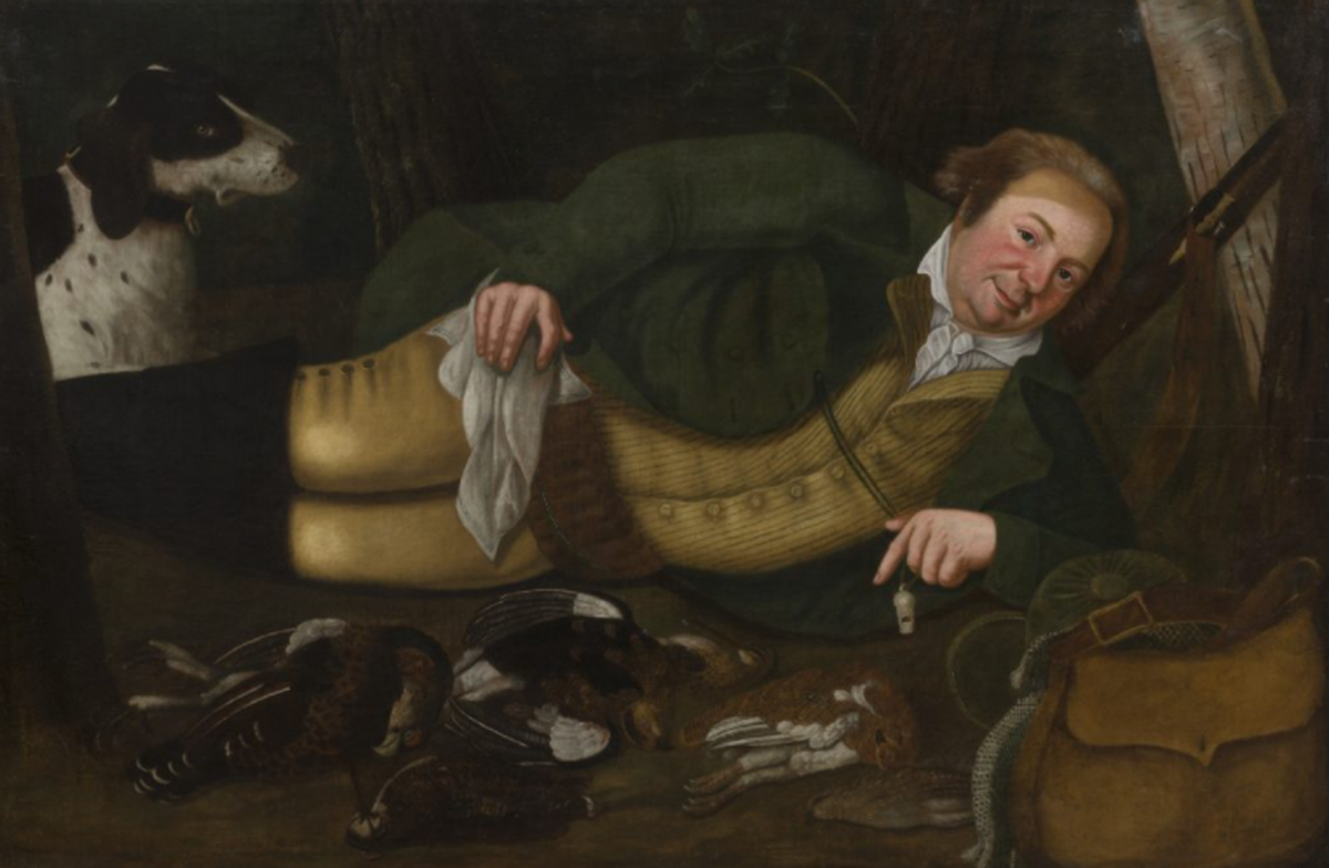 Йохан Бауман, «Лежащий охотник с собакой».
