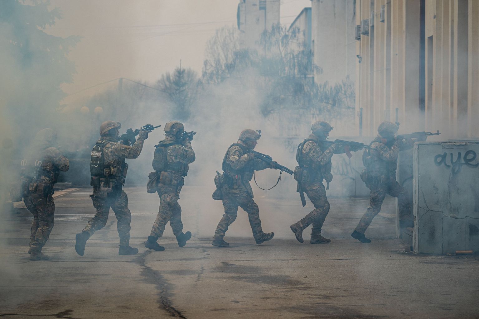 Ukraina sõdurid õppustel Valgevene piiri lähistel 11. veebruaril 2023.