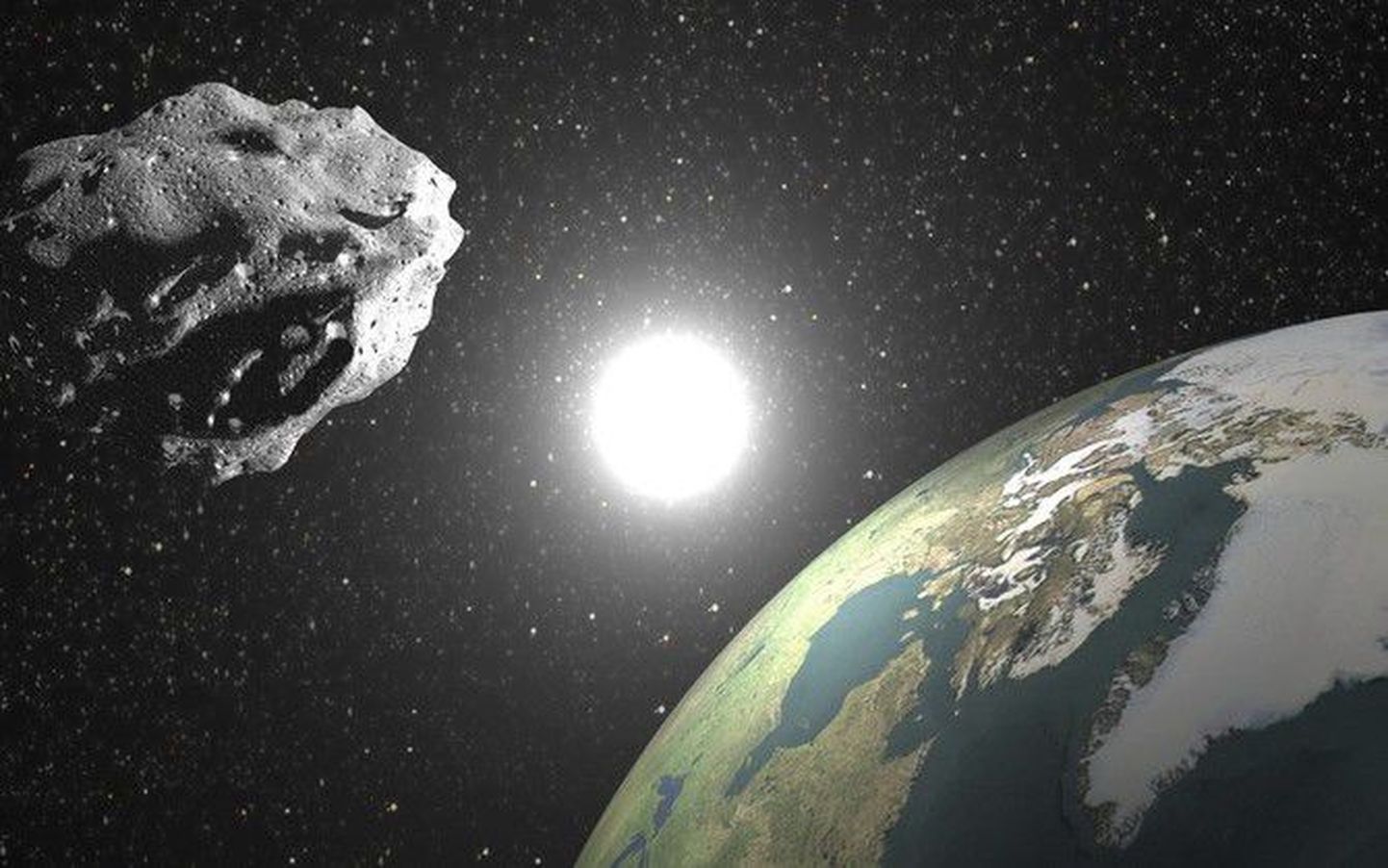 Asteroid 2014 JO25 möödumas Maast. Kunstniku kujutis.