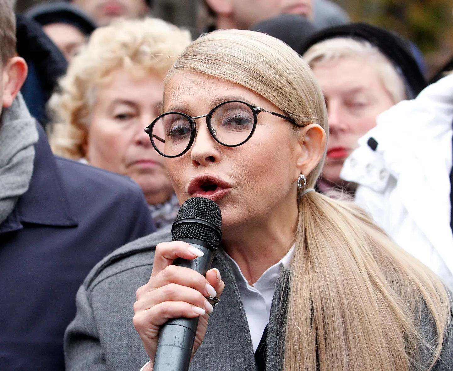 Opositsioonilise Batkivštšõna juht Julia Tõmošenko eelmisel nädalal gaasi hindade tõusu vastasel meeleavaldusel Kiievis.